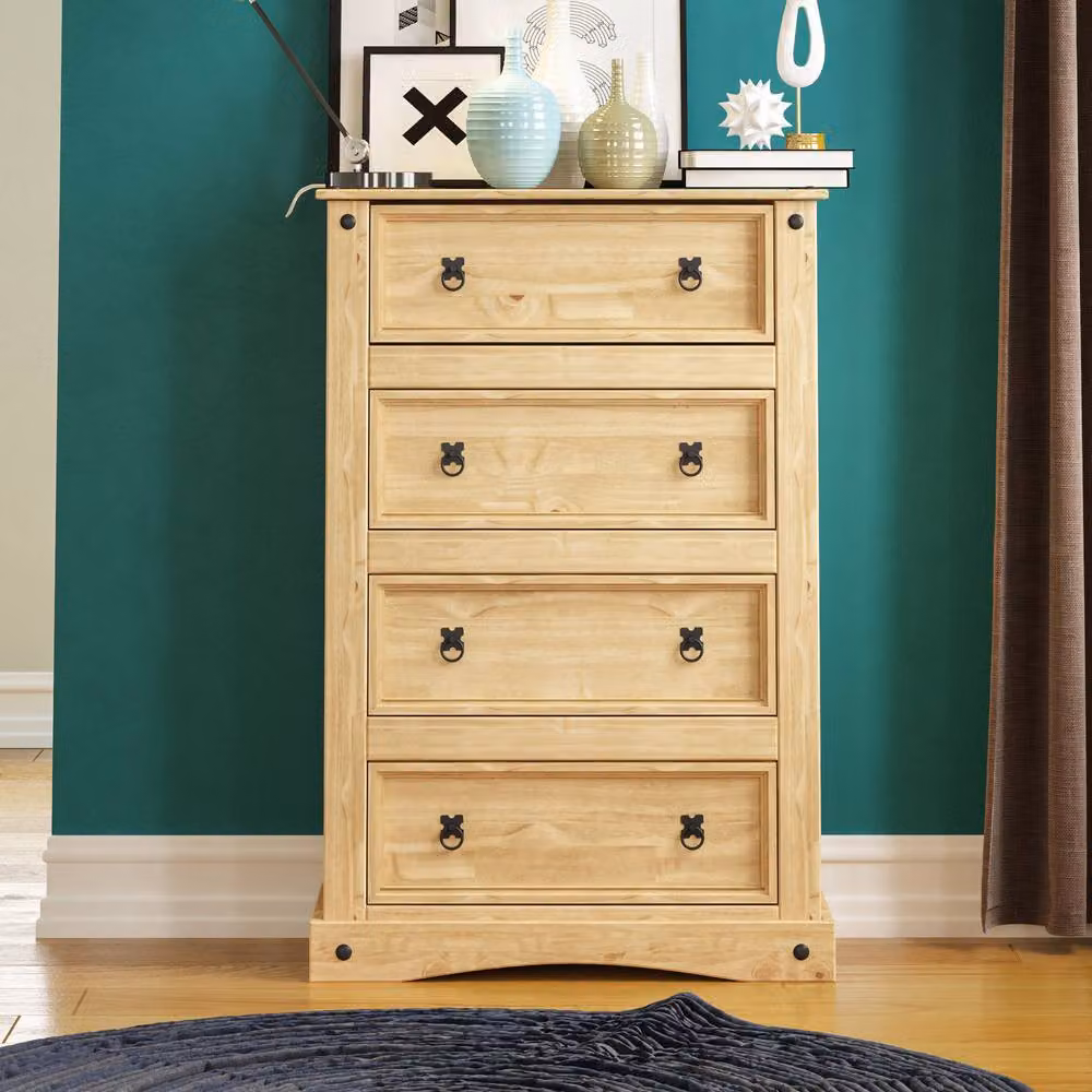 HD Designs Corona 4 Drawer Chest of Drawers in Brown Solid Wood – 2