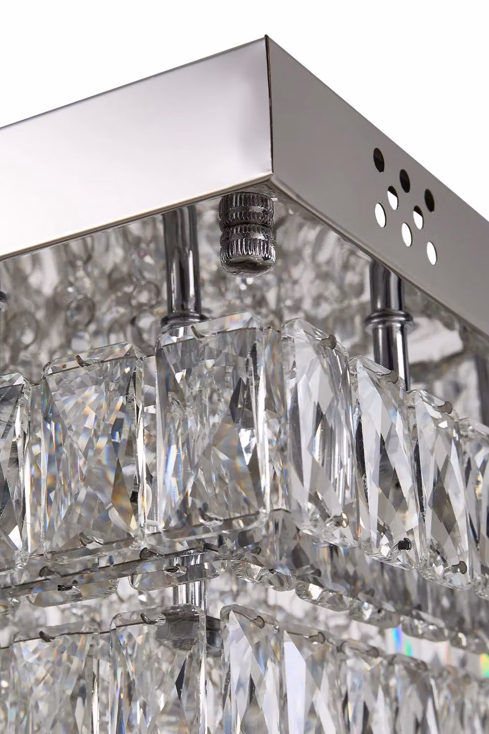 Living and Home 40W LED Double-Layer Ceiling Light with Remote Control in Silver and Crystal – 4