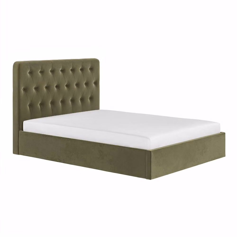 Flair Furnishings Marley Buttoned Headboard Ottoman Bed in Green Velvet, W/D/H: 140 x 200 x 145 cm – 5