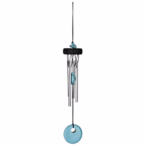 Woodstock Chimes Precious Stones Wind Chime in Turquoise, Black and Silver