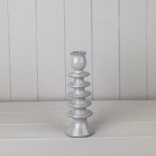 Gift Company Grey Glazed Ceramic Taper Candle Holder