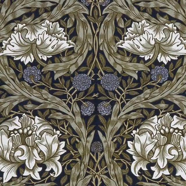 William Morris At Home African Marigold Fabric in Blue and Multicolour
