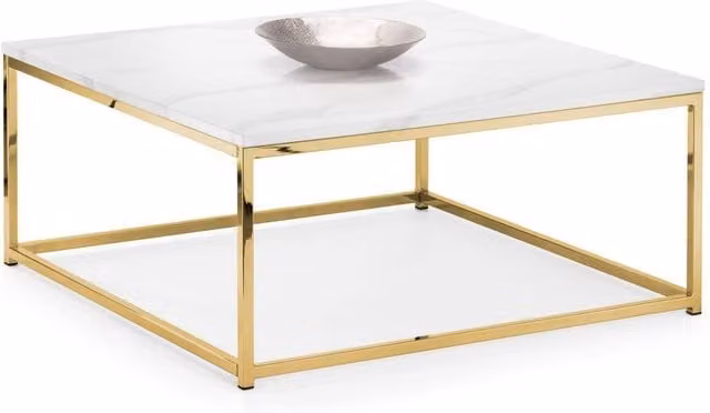 Cheshire Valenza Square Coffee Table in White Marble and Gold