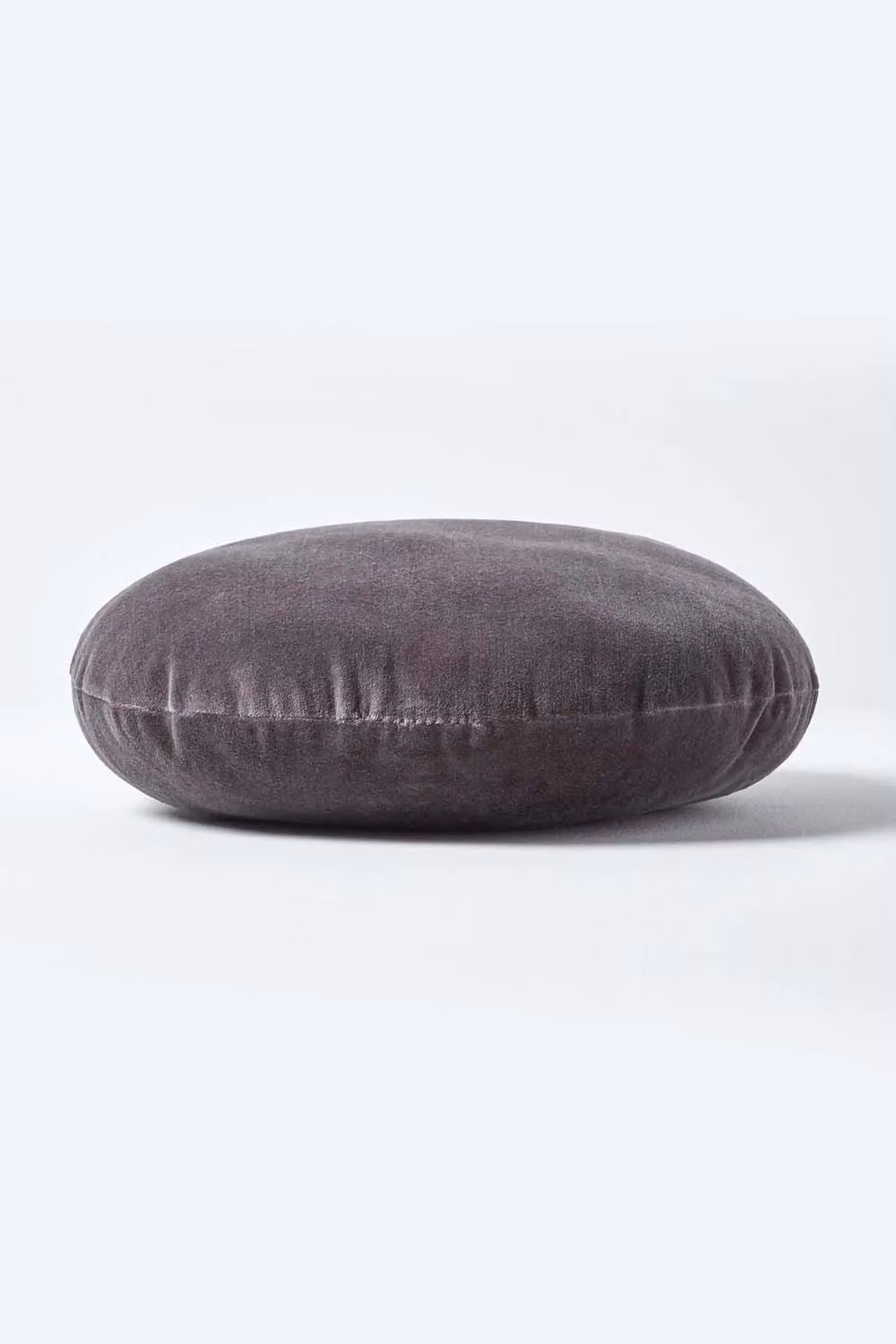 Homescapes Round Cotton Velvet Cushion in Grey, Diameter: 40 cm – 2