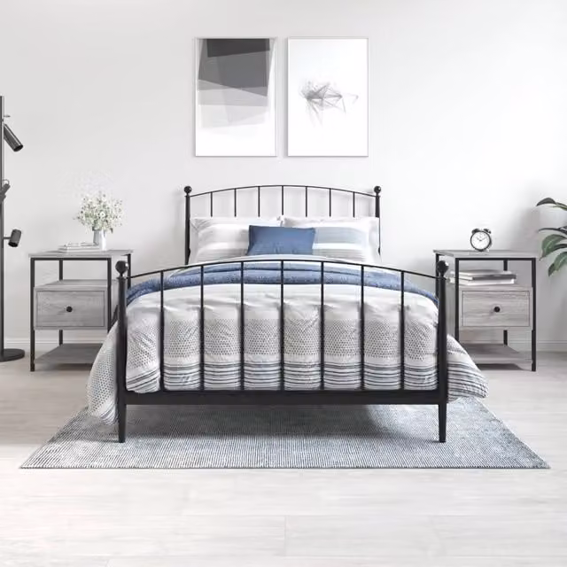 Berkfield Home Set of 2 Grey Sonoma Bedside Cabinets, W: 40 cm, D: 42 cm, H: 56 cm
