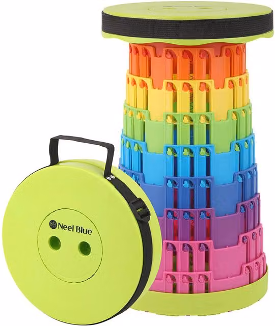 Neel Blue Portable Collapsible Telescopic Camping Stool in Green and Multicolour – 1