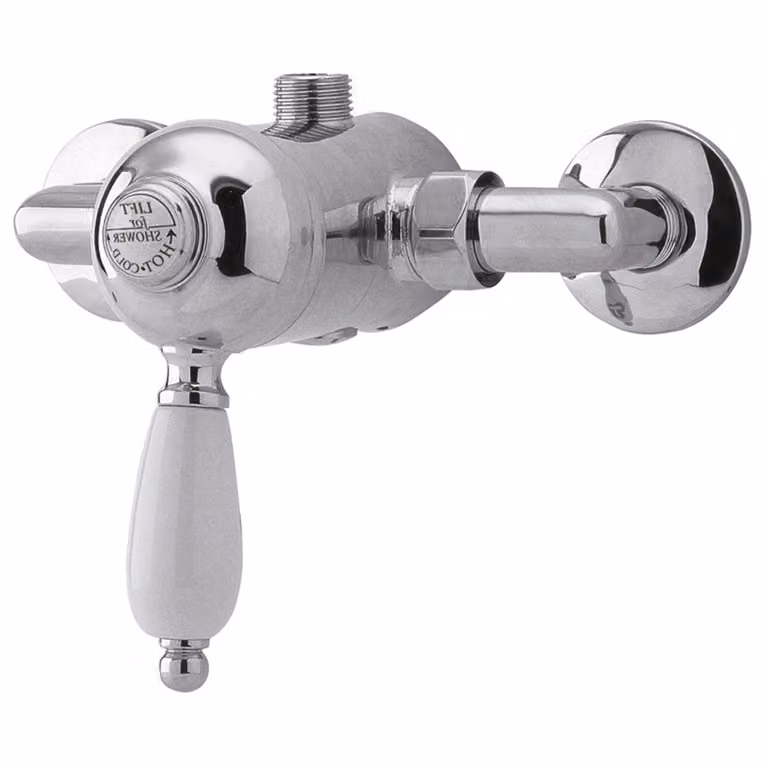 Royal Bathrooms Single Lever Exposed Brass Shower Valve with Thermostat and Safety Stop in Chrome