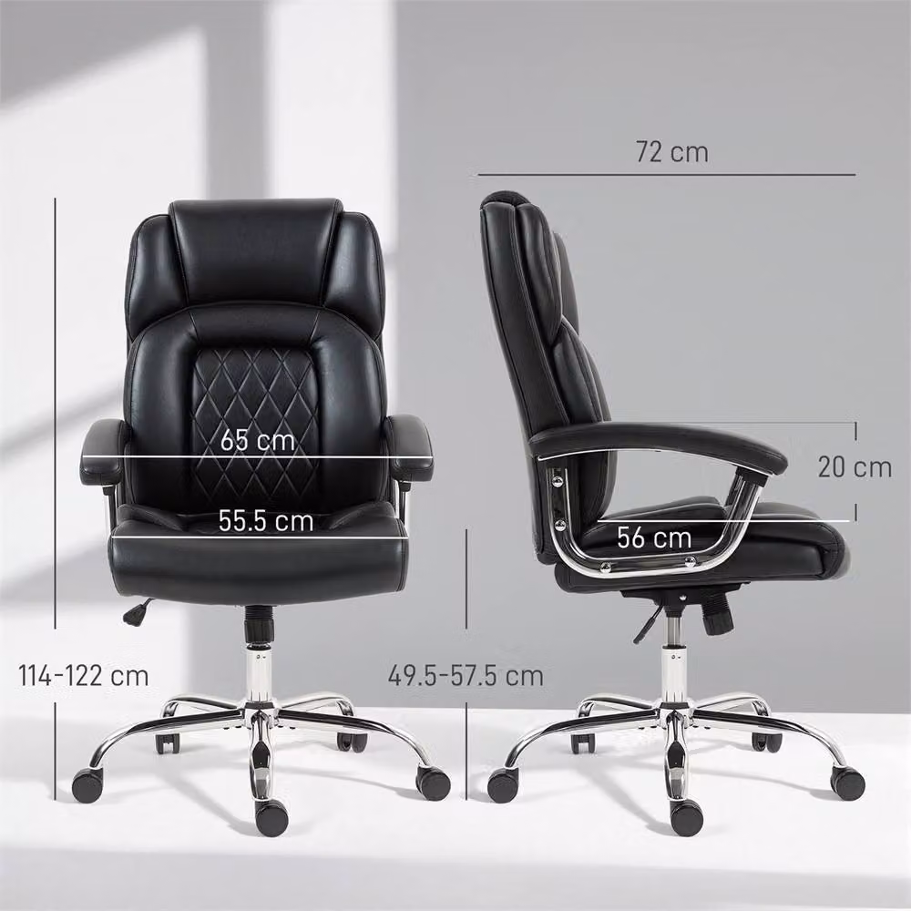 NESTLUNE Black PU Leather Executive Office Chair with Headrest and Armrests – 2