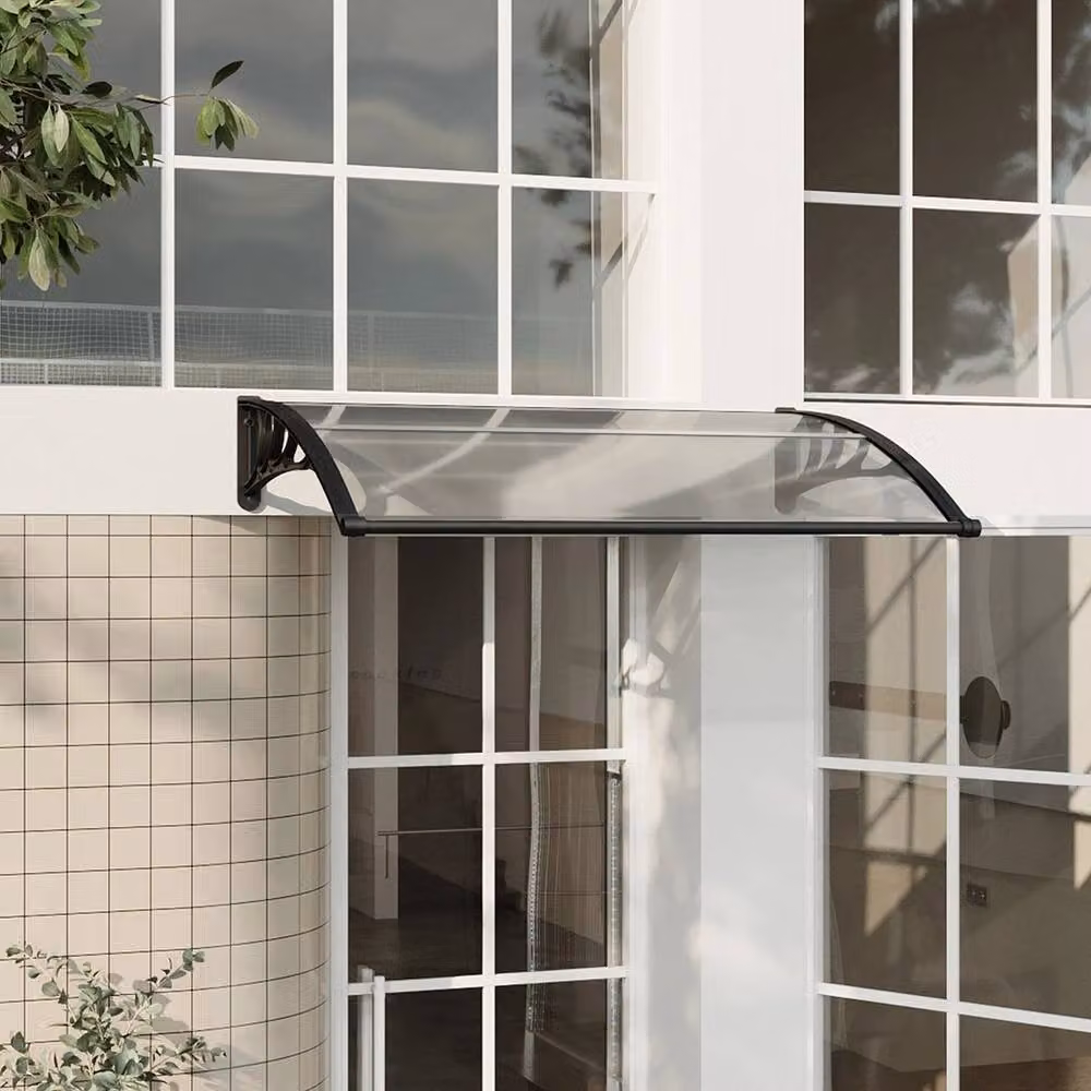 SPETLEK Black and Transparent Polycarbonate Outdoor Window Rain Shelter Awning, W: 100 cm, D: 15 cm – 2