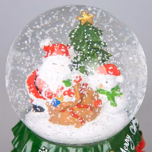 Shatchi Musical Christmas Snowglobe with Santa and Tree Scene in Red, W/D/H: 10 x 10 x 15 cm – 2