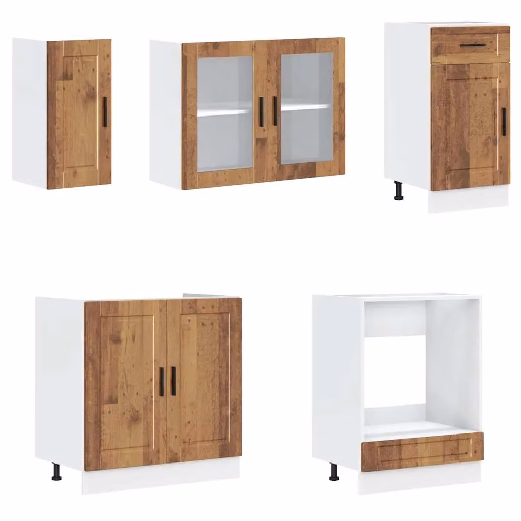 Berkfield Home Kalmar 8 Piece Rustic Kitchen Cabinet Set in Brown Engineered Wood – 2
