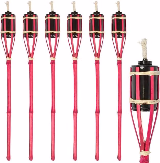 Harbour Housewares Pink Bamboo Garden Fire Torches, Pack of 6, Height: 60 cm