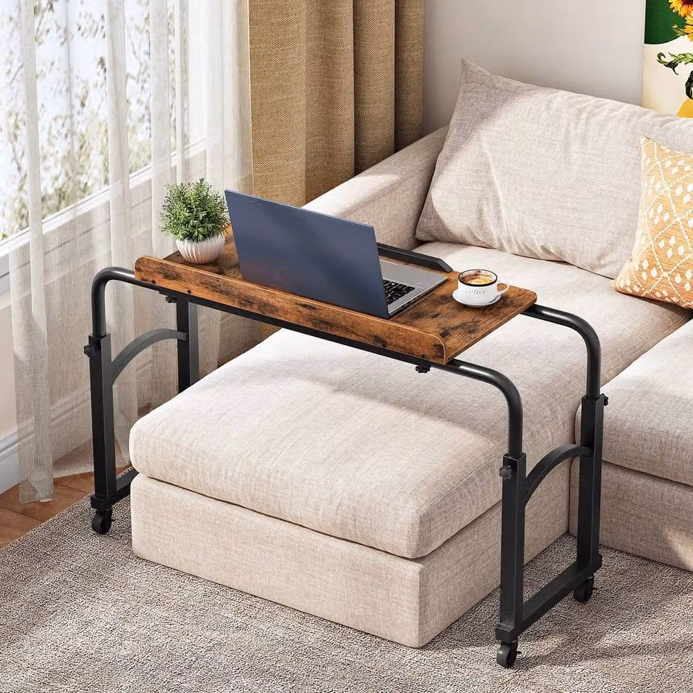 FLAVORA Adjustable Mobile Over Bed Laptop Table in Brown – 4