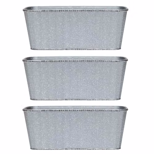 Garden Gear Silver Steel Effect Metal Trough Planter, W: 38 cm, D: 17 cm, H: 15 cm – 1