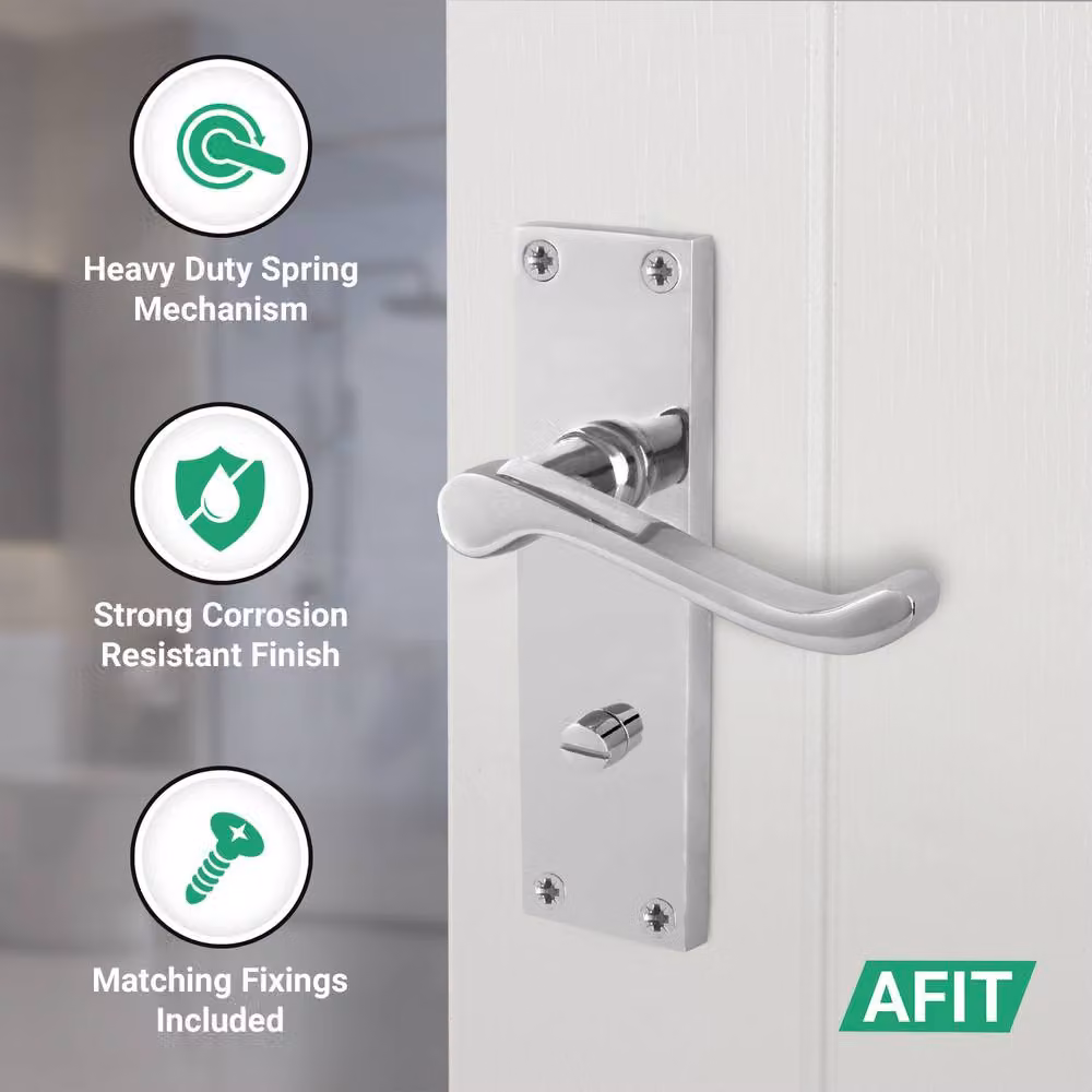 AFIT Chrome Scroll Bathroom Handle WC Privacy Lock Set in Silver, W/D/H: 150 x 150 x 150 mm – 2