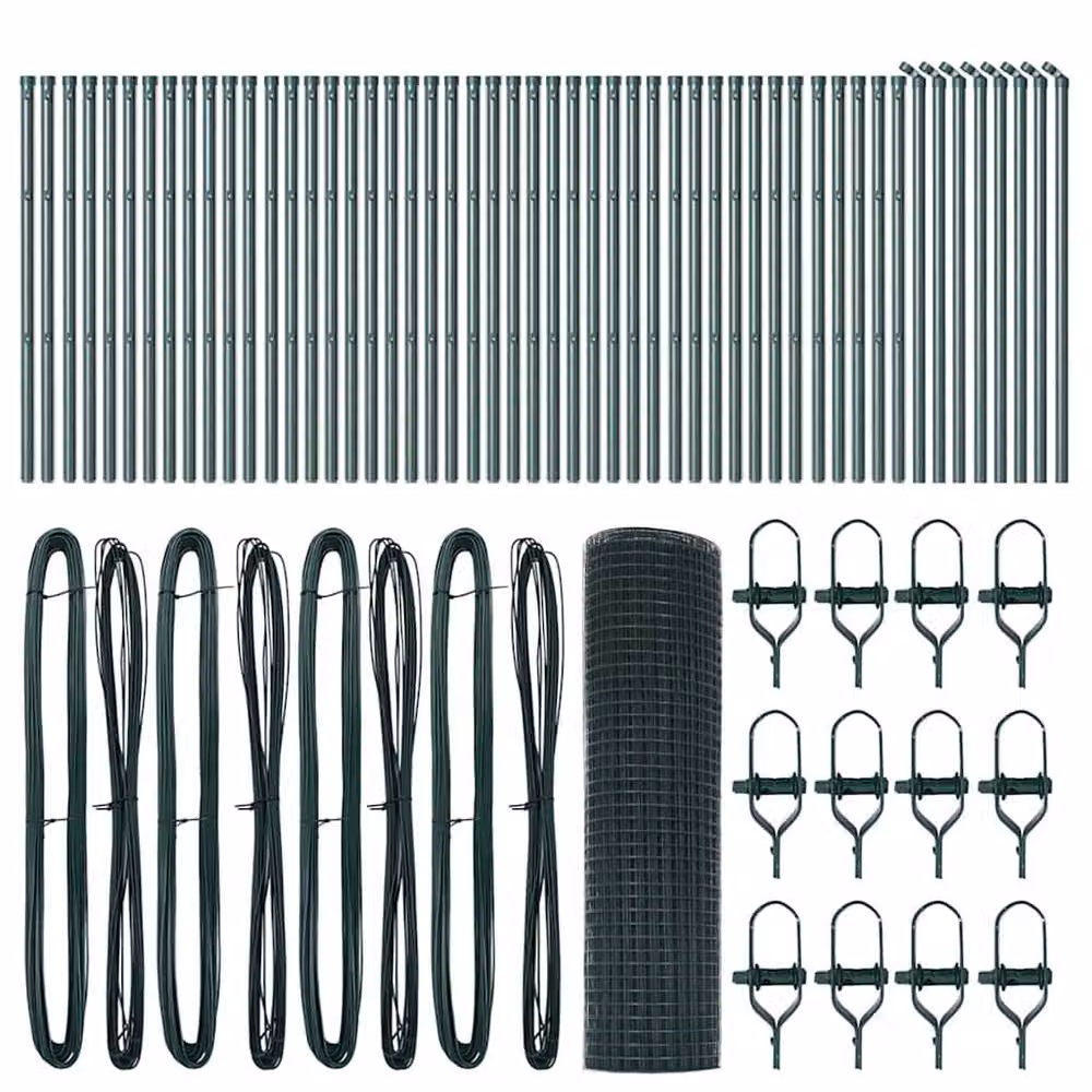 Berkfield Home Green PVC Coated Steel Welded Wire Fence with 13 Posts, H: 0.8 m, L: 100 m – 4