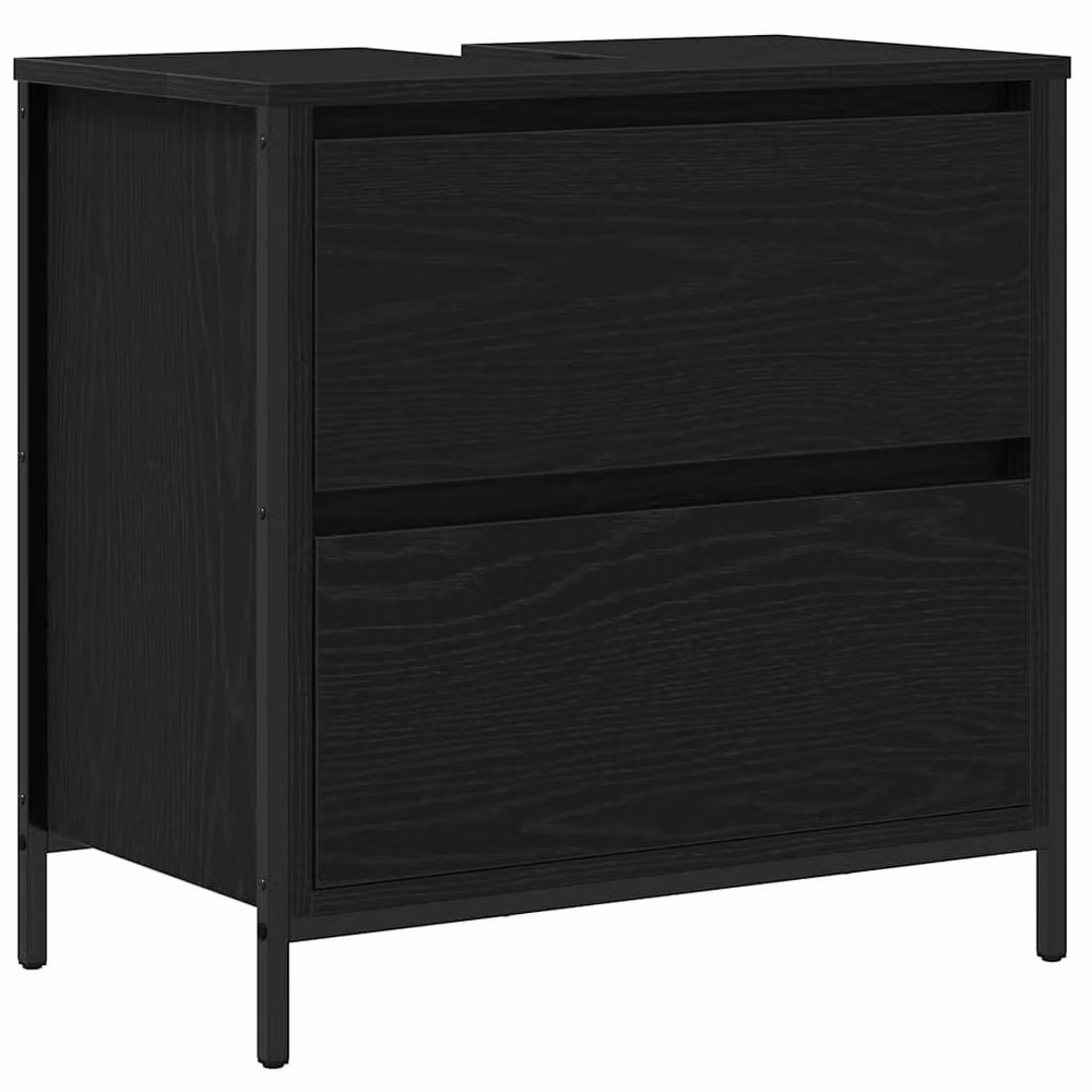 Berkfield Home Bathroom Basin Cabinet with Drawers, Black Oak, W: 60 cm, D: 34.5 cm, H: 60 cm – 2