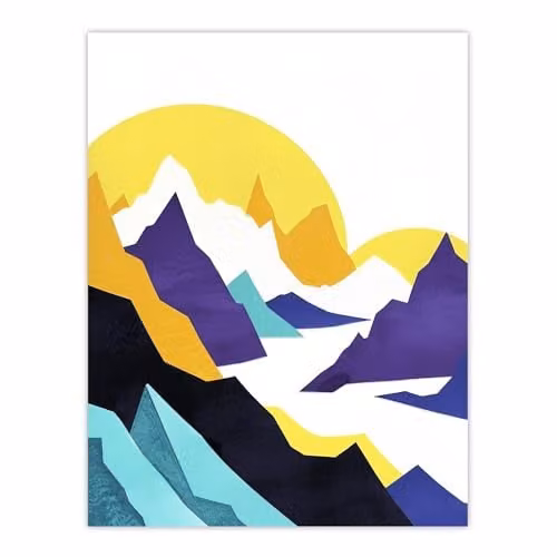 Artery8 Alps Mountain Range Abstract Geometric Wall Art Poster Print, Multicolour, W: 46 cm, H: 61 cm – 1
