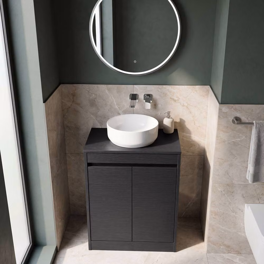 Balterley Modern 2 Door Floor Standing Bathroom Vanity Unit with Worktop, Grey, W/D/H: 62.0 x 39.5 x 83.5 cm – 3
