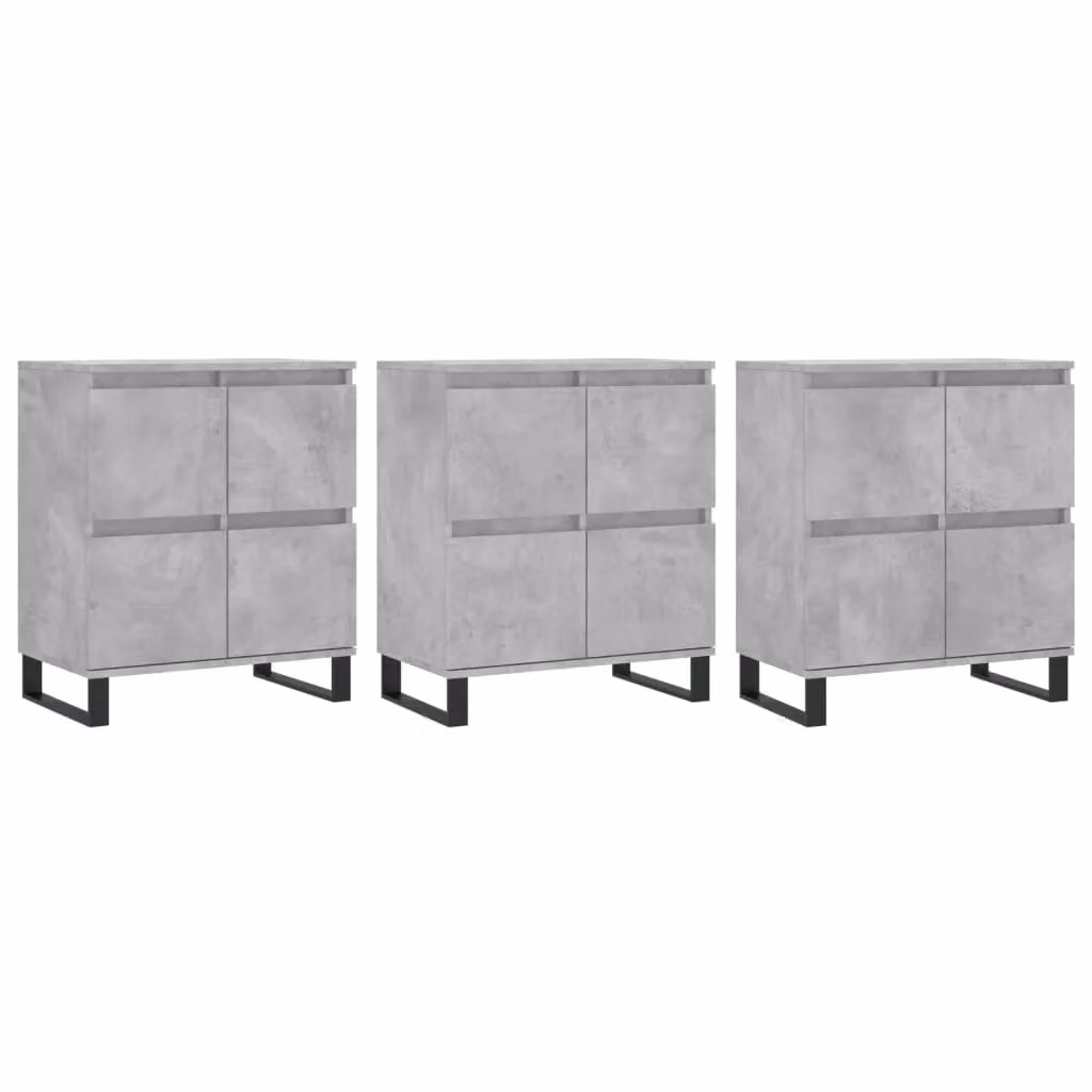 Berkfield Home 3-Piece Sideboard Set in Concrete Grey Engineered Wood – 2