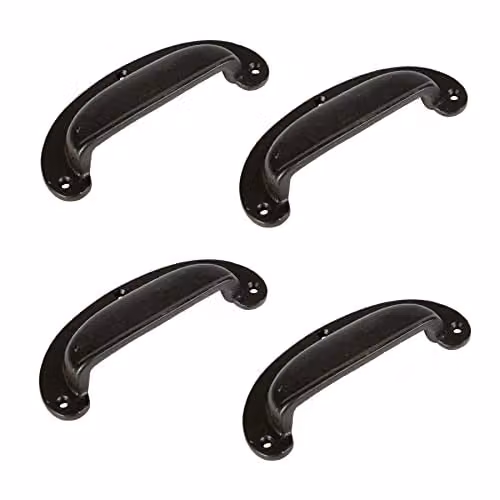 Hammer and Tongs Matt Black and Gold Iron Shell Cabinet Drawer Handles