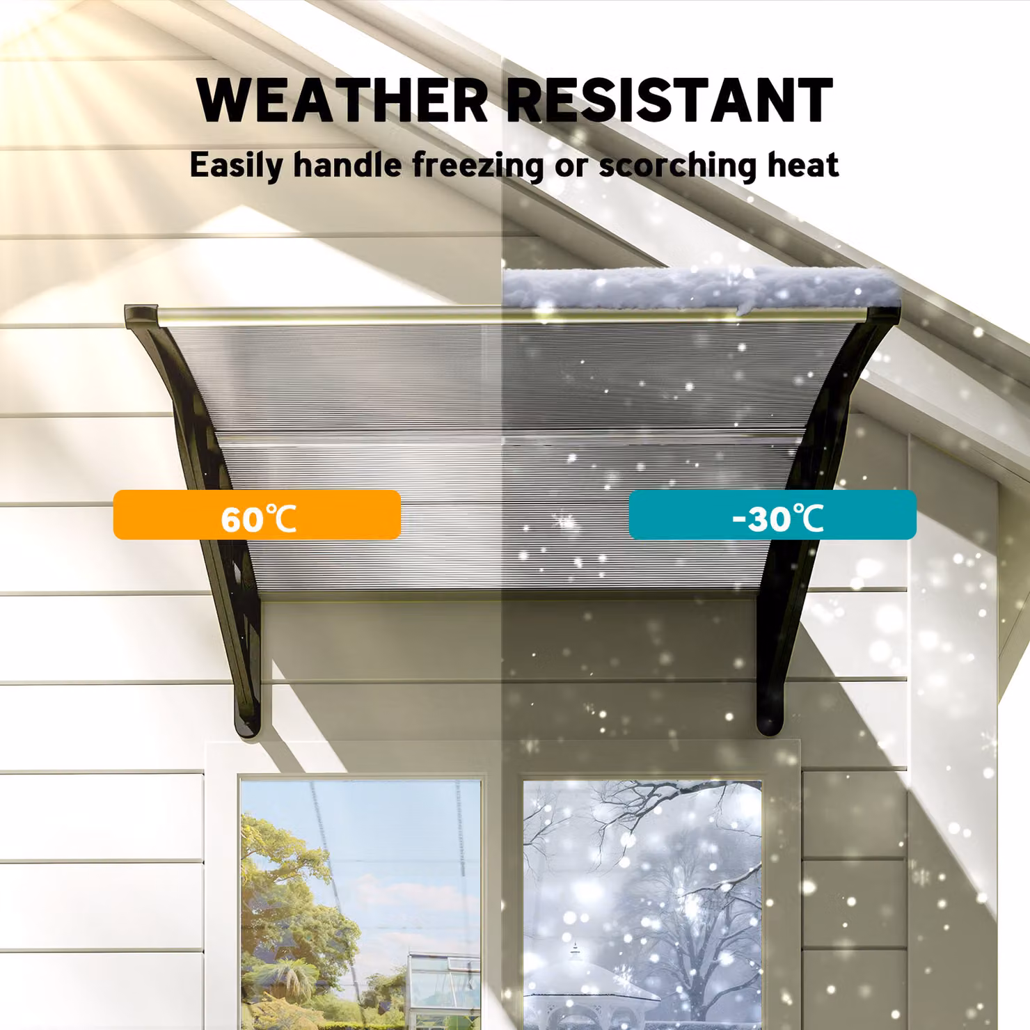 Outsunny Wall-Mounted Front Door Canopy and Outdoor Awning, Transparent, W: 103 cm, D: 96.5 cm – 5