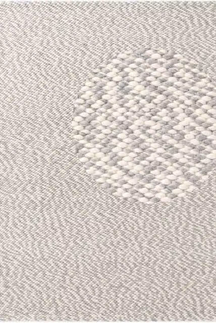 THE RUGS Lyon Handwoven Wool and Cotton Beans Round Rug in Grey and Beige, Diameter: 200 cm – 1