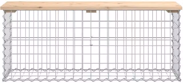 Berkfield Home Beautiful Garden Bench Gabion Design in Brown Solid Pine Wood, W/D/H: 103 x 31.5 x 42 cm