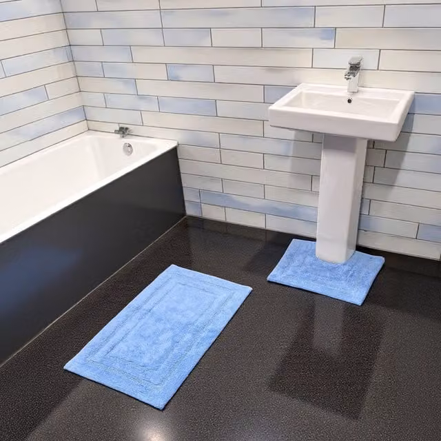 Showerdrape Pinnacle 2 Piece Cotton Bath Mat Set in Blue – 1