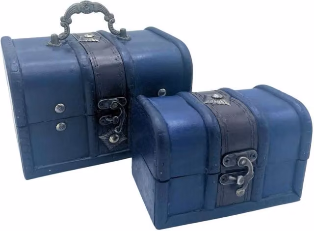 KDMD Petrol Teal Treasure Chest Set of 2 for Storage and Decor