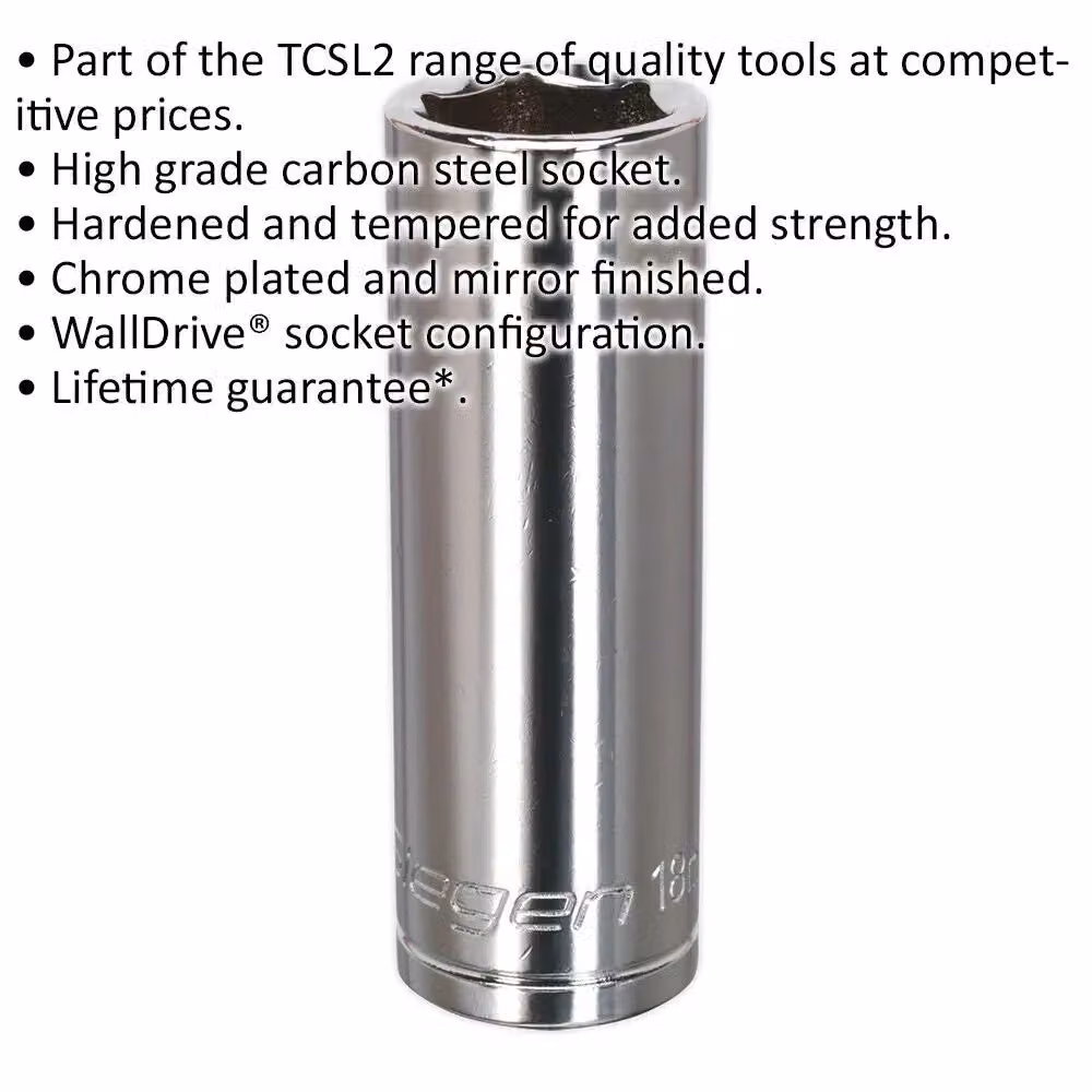 Loops 18mm Deep Drive Socket 1/2 inch Square Drive in Silver Carbon Steel – 2