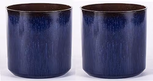 Garden Gear Ocean Blue Glazed Cylinder Planter, Set of 2, W/D/H: 26 x 31 x 36 cm