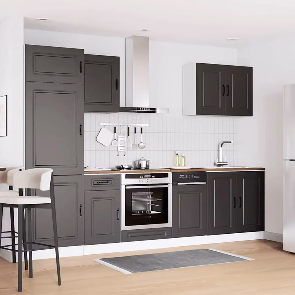 Berkfield Home Kalmar 7 Piece Modern Black Kitchen Cabinet Set in Engineered Wood – 2