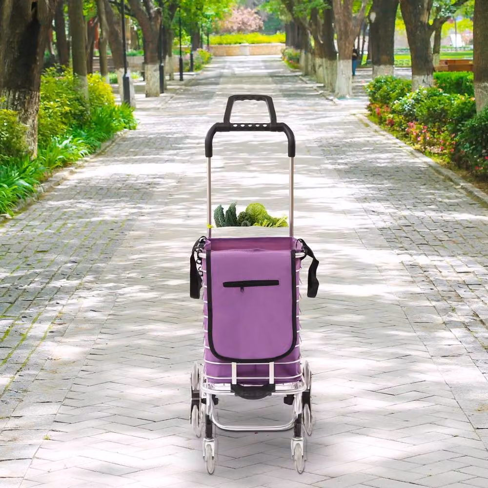 Kelvenix Folding Shopping Trolley Cart in Purple – 4