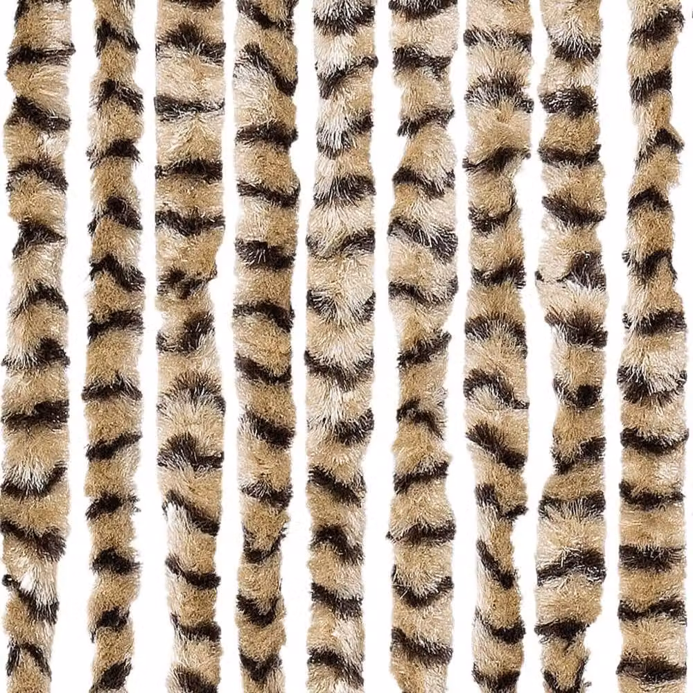 Berkfield Home Striped Chenille Thermal Insulating Fly Curtain in Beige and Brown, W: 100 cm, H: 200 cm – 5