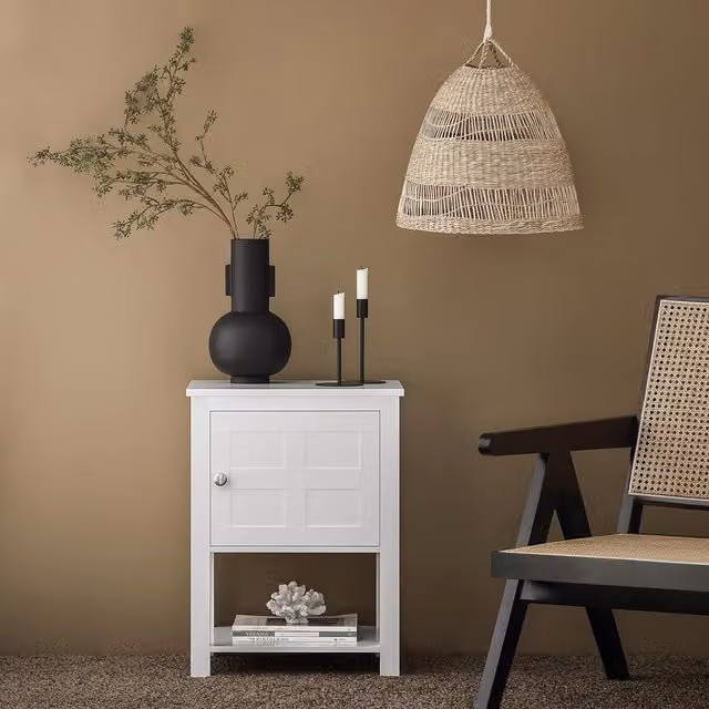 SoBuy Bujold Modern White Manufactured Wood Bedside Table