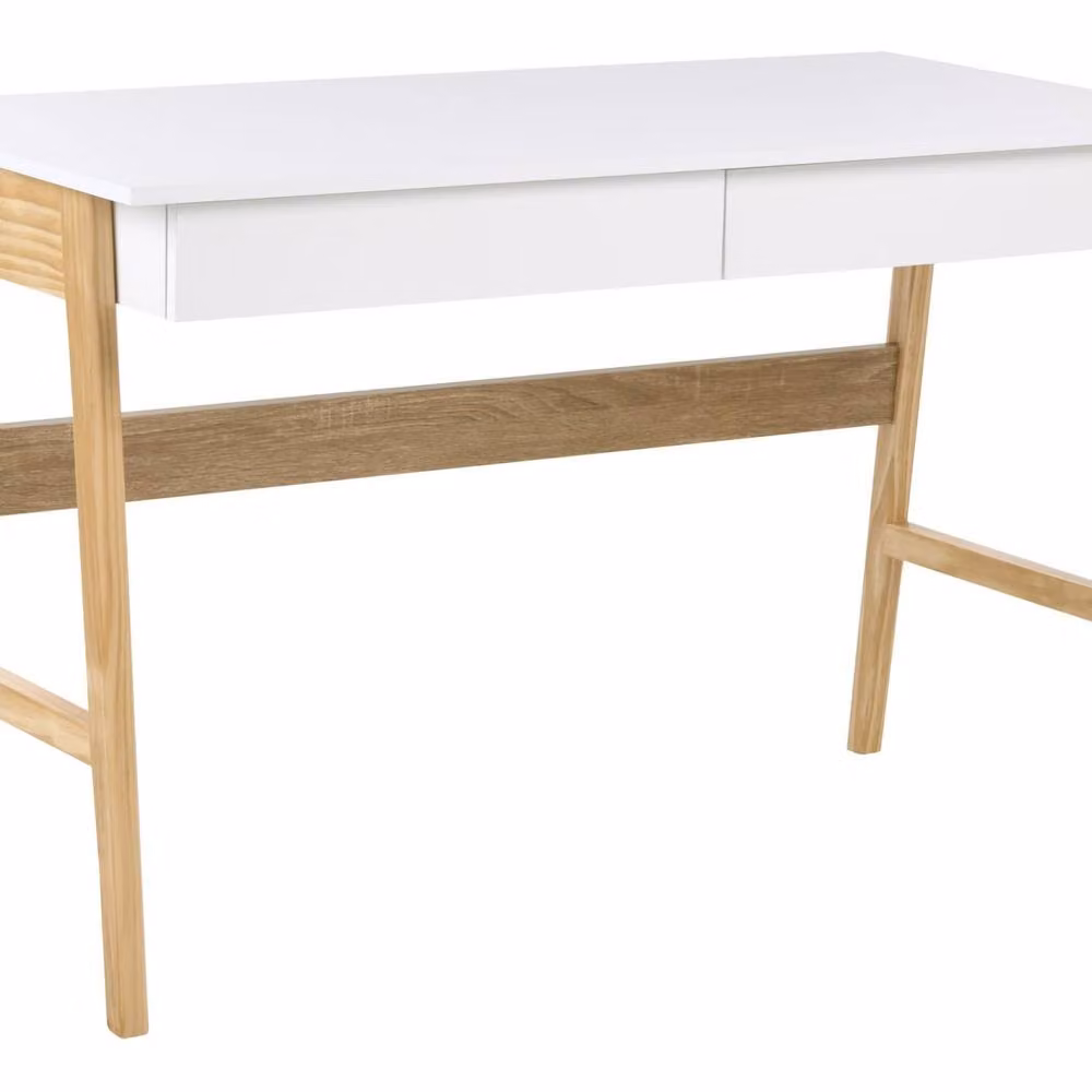 Wyld and Coco Two-Tone Writing Desk in White and Pine, W/D: 120 x 60 cm – 2