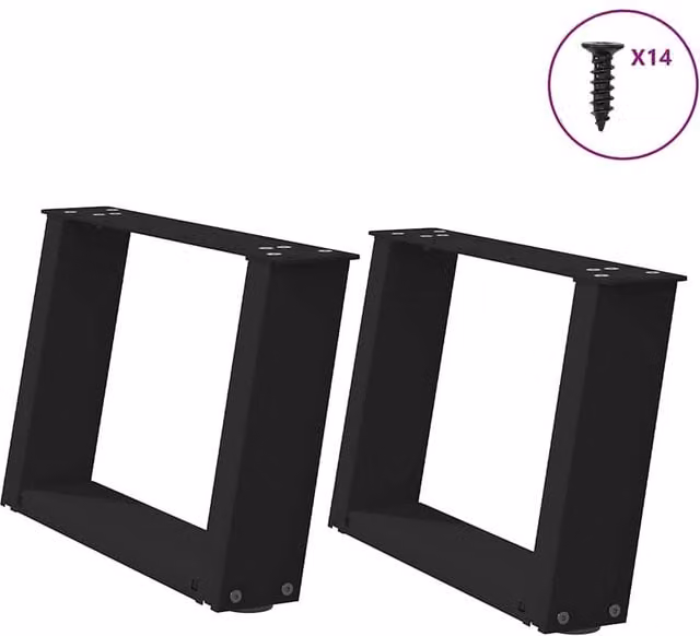 Berkfield Home U-Shaped Coffee Table Legs, 2 Piece Set, Black Metal, Height: 40 cm, Width: 30.5 cm – 1