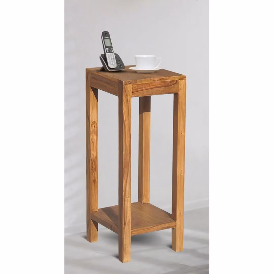 Jaipur Furniture Ltd Telephone Table with Shelf in Brown Sheesham Wood, W/D/H: 30 x 30 x 70 cm – 2