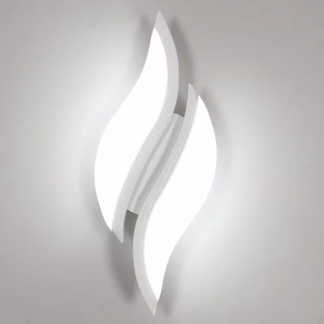 GOECO Modern LED Wall Light in White with Acrylic and Metal Finish, 12 W, 6500 K Cool White