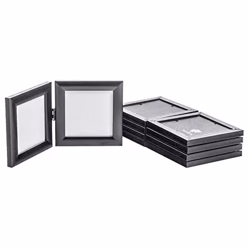 Nicola Spring Pack of 5 Black Square Folding Tabletop Photo Frames for 10 x 10 cm Prints