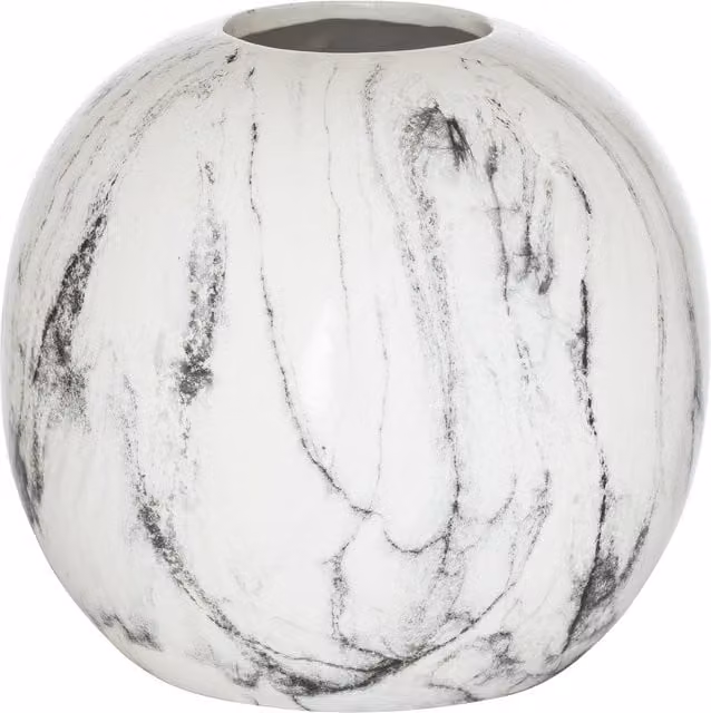 KDMK Marble Pudding Elegant White Stone Vase for Faux Flowers