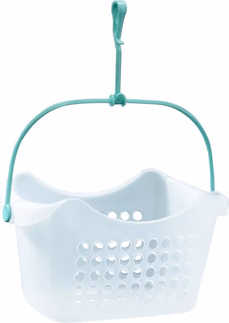 JVL Plastic Peg Basket with 48 Prism Soft Touch Mini Pegs in Blue, Green, Pink or White