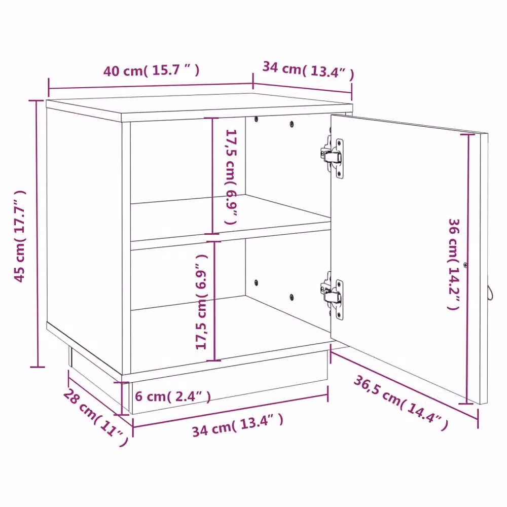 Berkfield Home Beautiful Bedside Cabinets, Set of 2, Grey Solid Pine Wood, W/D/H: 40 x 34 x 45 cm – 4