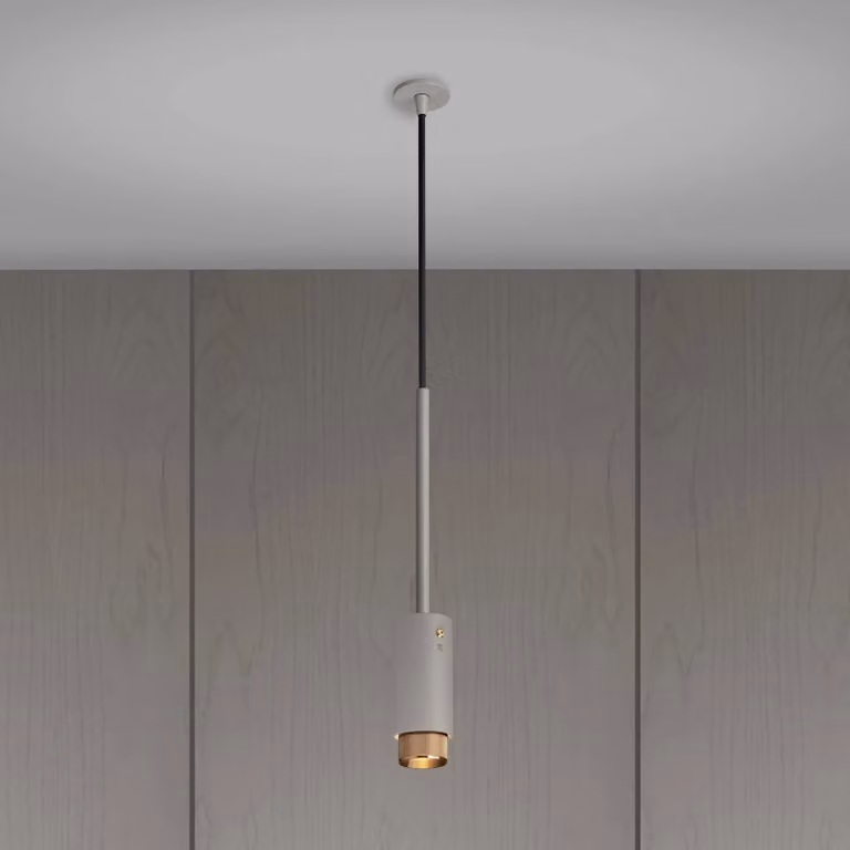 Buster + Punch Exhaust Pendant Spotlight in Linear Knurl Stone and Metal