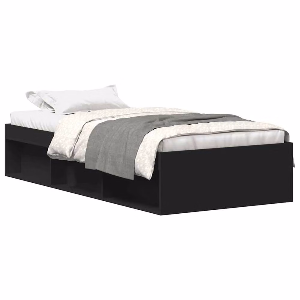 Berkfield Home Modern Bed Frame in Black, W/D/H: 90 x 200 x 35 cm – 2
