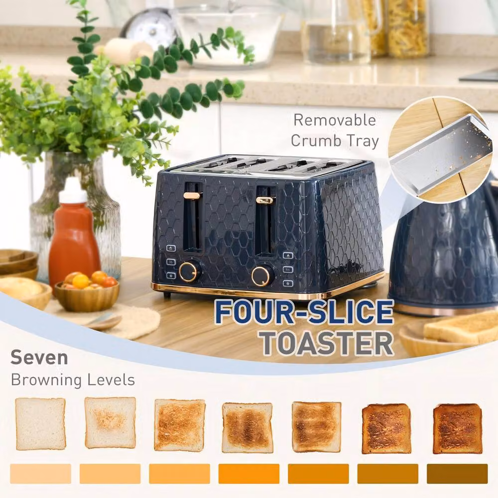 STILVORA Kettle and Toaster Set in Blue with Stainless Steel Finish – 4