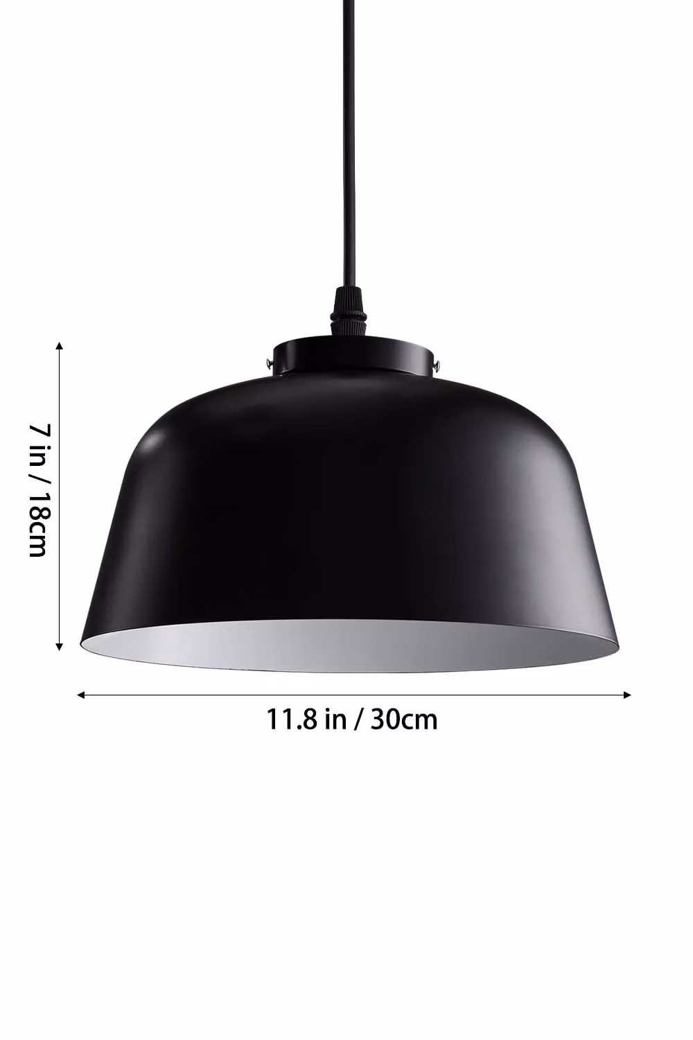 Living and Home Black Metal Dome Pendant Light with E27 Lampshade – 2