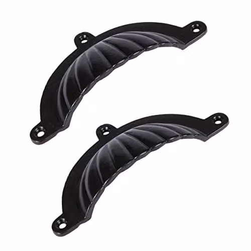 Hammer and Tongs Matt Black Iron Fluted Cabinet Drawer Pull, Pack of 2