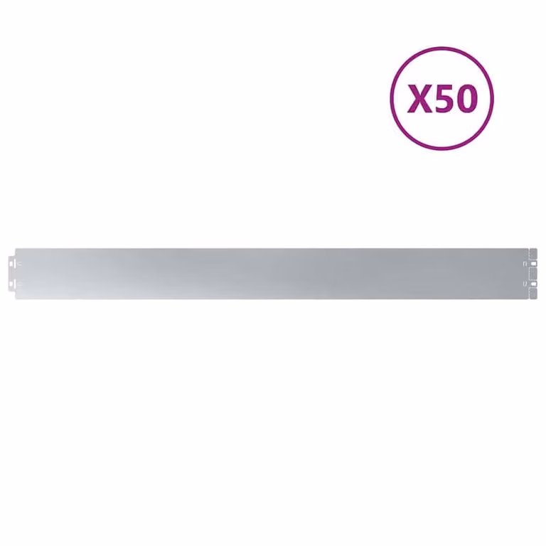 Berkfield Home Galvanised Steel Lawn Edgings, Silver, 50 Pieces, 10 x 103 cm